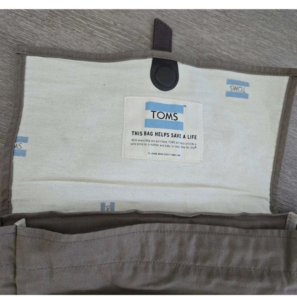 TOMS‎ Canvas Backpack Taupe Brown Buckle Flap Commuter Bag